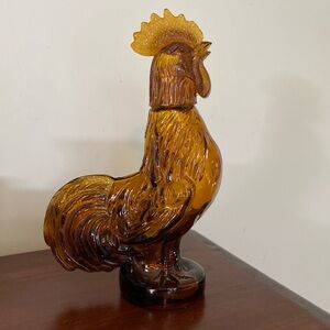 1973 Jeffrey Snyder Amber Rooster Glass Decanter